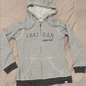 Blue 84 Striped Zip-Up Hoodie - Gray & White